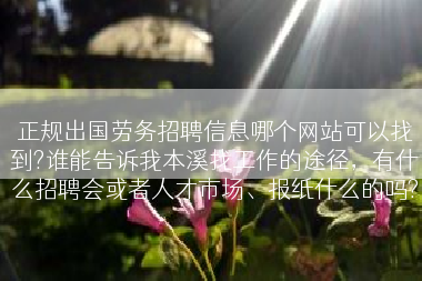 正规出国劳务招聘信息哪个网站可以找到?谁能告诉我本溪找工作的途径，有什么招聘会或者人才市场、报纸什么的吗?