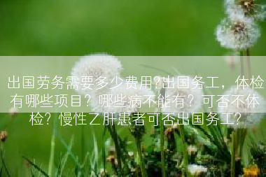 出国劳务需要多少费用?出国务工，体检有哪些项目？哪些病不能有？可否不体检？慢性乙肝患者可否出国务工?