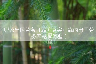 哪家出国劳务可靠（真实可靠的出国劳务网站有哪些）