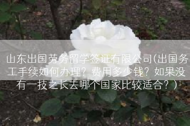 山东出国劳务留学签证有限公司(出国务工手续如何办理？费用多少钱？如果没有一技之长去哪个国家比较适合？)