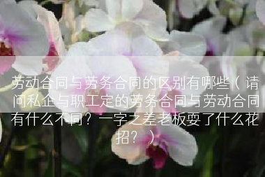 劳动合同与劳务合同的区别有哪些（请问私企与职工定的劳务合同与劳动合同有什么不同？一字之差老板耍了什么花招？）