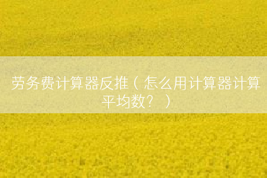 劳务费计算器反推（怎么用计算器计算平均数？）