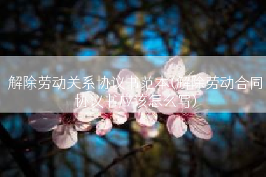 解除劳动关系协议书范本(解除劳动合同协议书应该怎么写)