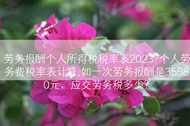劳务报酬个人所得税税率表2023?个人劳务费税率表计算,如一次劳务报酬是35580元，应交劳务税多少?