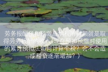 劳务报酬预扣预缴应纳税所得额就是取得劳务报酬的收入(现在预扣预缴时使用的累计预扣法如何计算个税？会不会造成税负逐渐增加？)