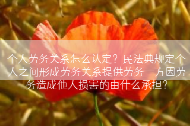 个人劳务关系怎么认定？民法典规定个人之间形成劳务关系提供劳务一方因劳务造成他人损害的由什么承担？