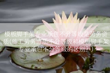 模板脚手架专业承包不分等级是劳务资质(施工劳务资质不分等级和模板脚手架专业承包不分等级的区别？)