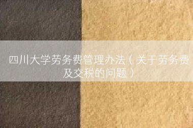 四川大学劳务费管理办法（关于劳务费及交税的问题）