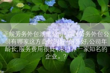 正规劳务外包派遣公司?嘉兴劳务外包公司有哪家这方面做的好?信誉好,公司年龄长,服务费用很低 ,求推荐一家知名的企业。?