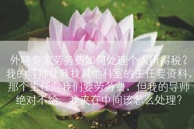 外聘专家劳务费如何处理个人所得税？我的导师让我找其他科室的主任要资料，那个主任向我们要劳务费，但我的导师绝对不给，我夹在中间该怎么处理？