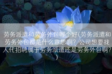 劳务派遣和劳务外包哪个好(劳务派遣和劳务外包都是什么意思啊？公司想要找人代招聘属于劳务派遣还是劳务外包啊？)