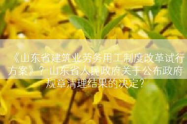 《山东省建筑业劳务用工制度改革试行方案》？山东省人民政府关于公布政府规章清理结果的决定？