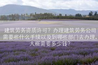 建筑劳务资质许可？办理建筑劳务公司需要些什么手续以及到哪些部门去办理，大概需要多少钱？