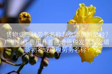 货物或应税劳务名称怎么添加新品种？广告制作费用开普通增值税发票怎么填货物名或应税劳务名称？