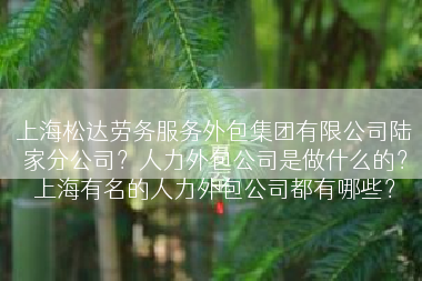 上海松达劳务服务外包集团有限公司陆家分公司？人力外包公司是做什么的？上海有名的人力外包公司都有哪些？