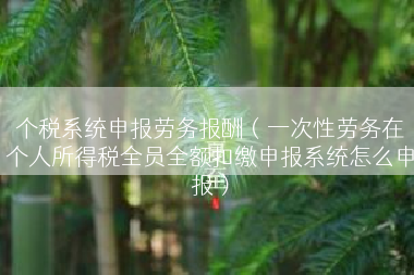 个税系统申报劳务报酬（一次性劳务在个人所得税全员全额扣缴申报系统怎么申报）