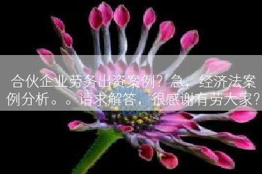 合伙企业劳务出资案例？急，经济法案例分析。。请求解答，很感谢有劳大家？