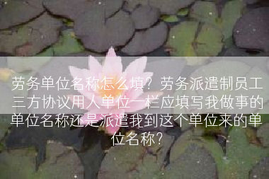 劳务单位名称怎么填？劳务派遣制员工三方协议用人单位一栏应填写我做事的单位名称还是派遣我到这个单位来的单位名称？