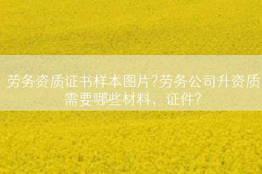 劳务资质证书样本图片?劳务公司升资质需要哪些材料，证件?
