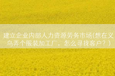 建立企业内部人力资源劳务市场(想在义乌弄个服装加工厂，怎么寻找客户？)