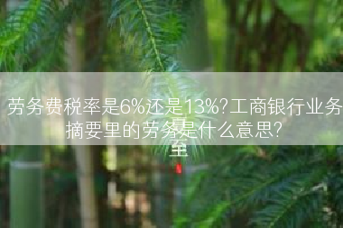劳务费税率是6%还是13%?工商银行业务摘要里的劳务是什么意思?
