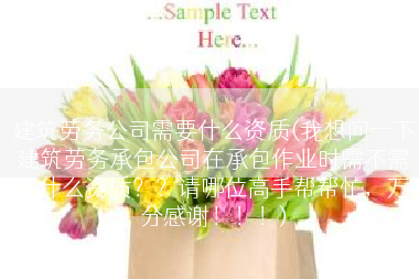 建筑劳务公司需要什么资质(我想问一下建筑劳务承包公司在承包作业时需不需要什么资质？？请哪位高手帮帮忙，万分感谢！！！)