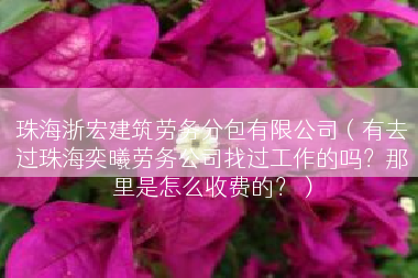 珠海浙宏建筑劳务分包有限公司（有去过珠海奕曦劳务公司找过工作的吗？那里是怎么收费的？）