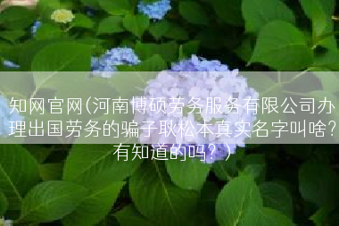 知网官网(河南博硕劳务服务有限公司办理出国劳务的骗子耿松本真实名字叫啥？有知道的吗？)