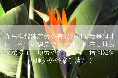 许昌程锦建筑劳务有限公司（我是河北唐山的一家建筑劳务企业，刚在贵地武汉承接了一项劳务分包工程，请问如何办理劳务备案手续？）