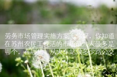 劳务市场管理实施方案（你好，你知道在苏州农民工找活的市场最大人最多是哪个，在哪里。从火车站做多少路公交车，）