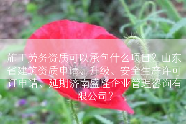 施工劳务资质可以承包什么项目？山东省建筑资质申请、升级、安全生产许可证申请、延期济南盛隆企业管理咨询有限公司？