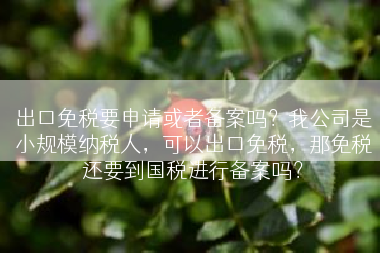 出口免税要申请或者备案吗？我公司是小规模纳税人，可以出口免税，那免税还要到国税进行备案吗？