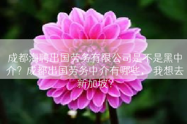 成都海聘出国劳务有限公司是不是黑中介？成都出国劳务中介有哪些， 我想去新加坡？