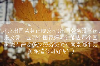 北京出国劳务正规公司(出国劳务没学历，没文凭，去哪个国家好呢？能去那个国家呢？需要多少劳务费呢？南京哪个劳务派遣公司好呢？)