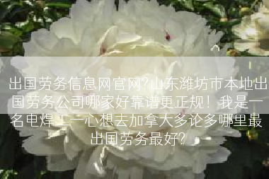 出国劳务信息网官网?山东潍坊市本地出国劳务公司哪家好靠谱更正规！我是一名电焊工一心想去加拿大多论多哪里最出国劳务最好?