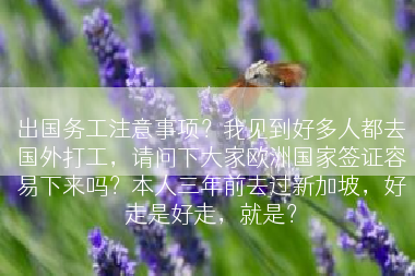 出国务工注意事项？我见到好多人都去国外打工，请问下大家欧洲国家签证容易下来吗？本人三年前去过新加坡，好走是好走，就是？