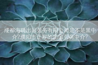 成都海聘出国劳务有限公司是不是黑中介?濮阳市正规的出国劳务中介?