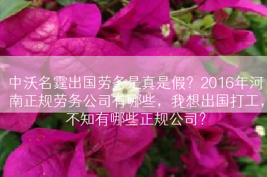 中沃名霆出国劳务是真是假？2016年河南正规劳务公司有哪些，我想出国打工，不知有哪些正规公司？