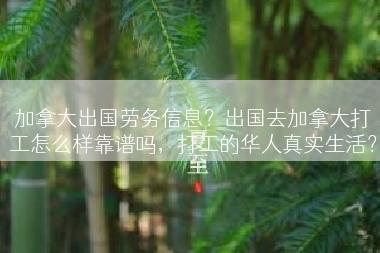 加拿大出国劳务信息?出国去加拿大打工怎么样靠谱吗,打工的华人真实生活? 加拿大出国劳务信息?出国去加拿大打工怎么样靠谱吗,打工的华人真实生活?