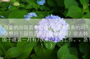 可靠的出国劳务公司(有出国劳务的吗？我想问下国信劳务公司靠谱吗？说去韩国干建筑一月有7000以上的工作。。急！！！)
