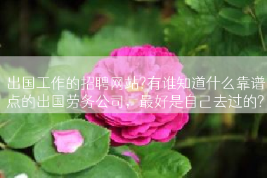 出国工作的招聘网站?有谁知道什么靠谱点的出国劳务公司，最好是自己去过的?