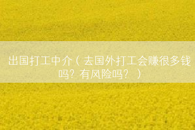 出国打工中介（去国外打工会赚很多钱吗？有风险吗？）