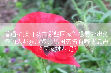 普通护照可以去哪些国家？想要外出劳务的人越来越多，出国劳务有哪些靠谱的国家推荐呢？