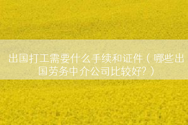 出国打工需要什么手续和证件（哪些出国劳务中介公司比较好?）