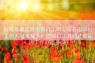 有吸毒案底能出国打工吗？现在出国打工的人越来越多，出国打工真的比在国内工作好很多吗？
