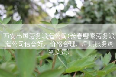 西安出国劳务派遣公司(长春哪家劳务派遣公司信誉好，价格合理，后期服务周到负责)