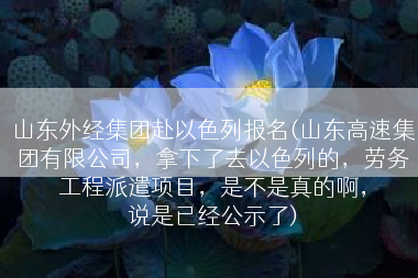 山东外经集团赴以色列报名(山东高速集团有限公司，拿下了去以色列的，劳务工程派遣项目，是不是真的啊，
说是已经公示了)