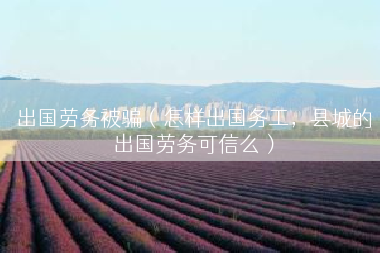 出国劳务被骗（怎样出国务工，县城的出国劳务可信么）
