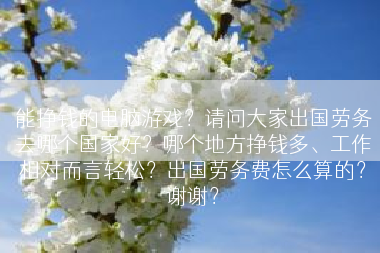 能挣钱的电脑游戏？请问大家出国劳务去哪个国家好？哪个地方挣钱多、工作相对而言轻松？出国劳务费怎么算的？谢谢？