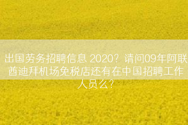 出国劳务招聘信息 2020？请问09年阿联酋迪拜机场免税店还有在中国招聘工作人员么？